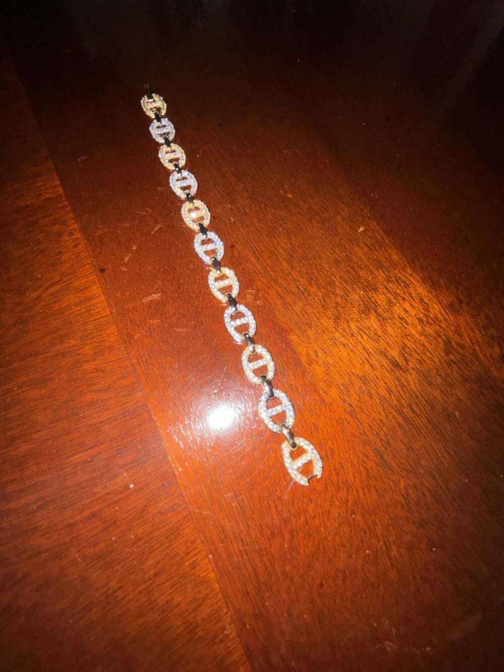 Iced Out Mariner/Gucci Link Chain Bracelet with Cubic Zirconia